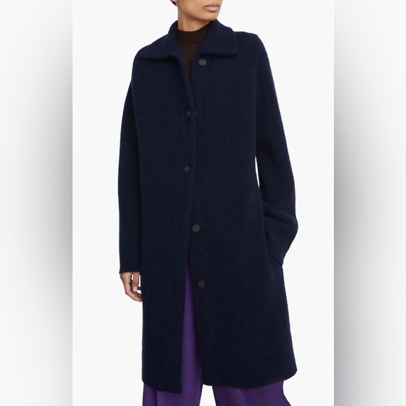 NWT $545 Vince Spread Collar Cardigan Coat in NAVY, Size Medium! - Picture 1 of 4